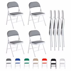 1/2/4/6 Faux Leather padded Foldable Chairs - PACK OF 4, GREY