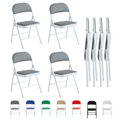 1/2/4/6 Faux Leather padded Foldable Chairs - PACK OF 4, GREY