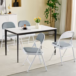 1/2/4/6 Faux Leather padded Foldable Chairs - PACK OF 4, GREY