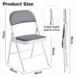 1/2/4/6 Faux Leather padded Foldable Chairs - PACK OF 4, GREY