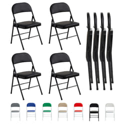 1/2/4/6 Faux Leather padded Foldable Chairs - PACK OF 4, BLACK