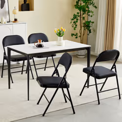 1/2/4/6 Faux Leather padded Foldable Chairs - PACK OF 4, BLACK