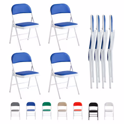 1/2/4/6 Faux Leather padded Foldable Chairs - PACK OF 4, BLUE