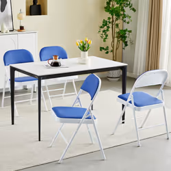1/2/4/6 Faux Leather padded Foldable Chairs - PACK OF 4, BLUE