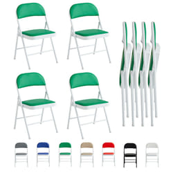 1/2/4/6 Faux Leather padded Foldable Chairs - PACK OF 4, GREEN