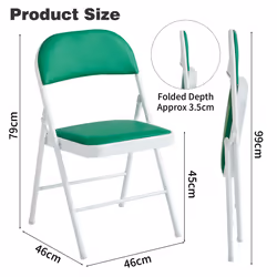 1/2/4/6 Faux Leather padded Foldable Chairs - PACK OF 4, GREEN