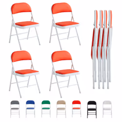 1/2/4/6 Faux Leather padded Foldable Chairs - PACK OF 4, RED