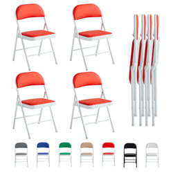 1/2/4/6 Faux Leather padded Foldable Chairs - PACK OF 4, RED