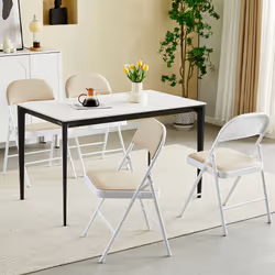 1/2/4/6 Faux Leather padded Foldable Chairs - PACK OF 4, BEIGE