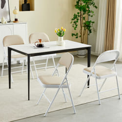 1/2/4/6 Faux Leather padded Foldable Chairs - PACK OF 4, BEIGE