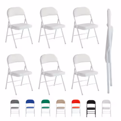 1/2/4/6 Faux Leather padded Foldable Chairs - PACK OF 6, WHITE
