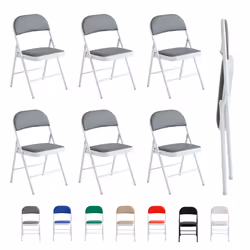 1/2/4/6 Faux Leather padded Foldable Chairs - PACK OF 6, GREY
