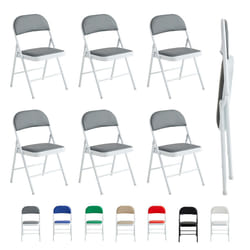 1/2/4/6 Faux Leather padded Foldable Chairs - PACK OF 6, GREY
