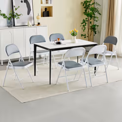 1/2/4/6 Faux Leather padded Foldable Chairs - PACK OF 6, GREY