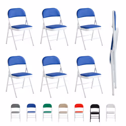 1/2/4/6 Faux Leather padded Foldable Chairs - PACK OF 6, BLUE