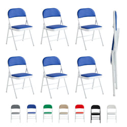 1/2/4/6 Faux Leather padded Foldable Chairs - PACK OF 6, BLUE