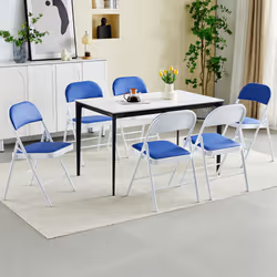 1/2/4/6 Faux Leather padded Foldable Chairs - PACK OF 6, BLUE