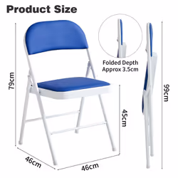 1/2/4/6 Faux Leather padded Foldable Chairs - PACK OF 6, BLUE