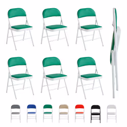 1/2/4/6 Faux Leather padded Foldable Chairs - PACK OF 6, GREEN