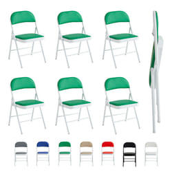 1/2/4/6 Faux Leather padded Foldable Chairs - PACK OF 6, GREEN