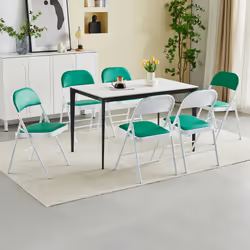 1/2/4/6 Faux Leather padded Foldable Chairs - PACK OF 6, GREEN