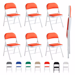 1/2/4/6 Faux Leather padded Foldable Chairs - PACK OF 6, RED