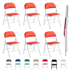 1/2/4/6 Faux Leather padded Foldable Chairs - PACK OF 6, RED