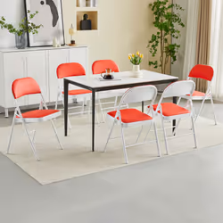 1/2/4/6 Faux Leather padded Foldable Chairs - PACK OF 6, RED