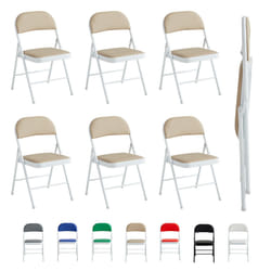 1/2/4/6 Faux Leather padded Foldable Chairs - PACK OF 6, BEIGE
