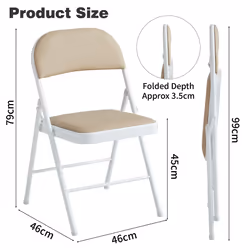 1/2/4/6 Faux Leather padded Foldable Chairs - PACK OF 6, BEIGE