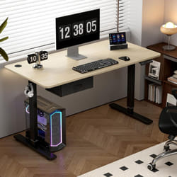 Easton Height Adjustable Electric Desk USB Charger - NATURAL, 100CM