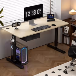 Easton Height Adjustable Electric Desk USB Charger - NATURAL, 120CM