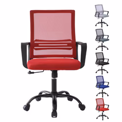 Adjustable Swivel MESH Chair with Cushion&Support - Red