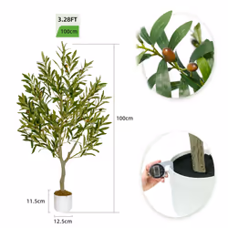 Artificial Olive Tree with Plastic Planter & Moss - 100CM