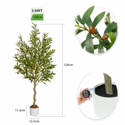 Artificial Olive Tree with Plastic Planter & Moss - 120CM