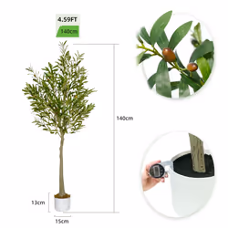 Artificial Olive Tree with Plastic Planter & Moss - 140CM