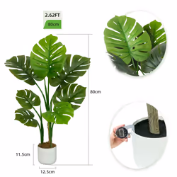 Artificial Monstera Tree with Plastic Planter&Moss - 80CM