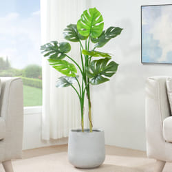 Artificial Monstera Tree with Plastic Planter&Moss - 110CM