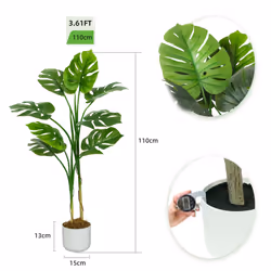 Artificial Monstera Tree with Plastic Planter&Moss - 110CM