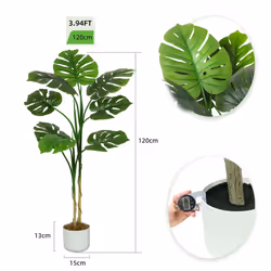 Artificial Monstera Tree with Plastic Planter&Moss - 120CM
