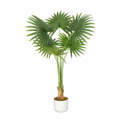 Artificial Fan Palm  with Plastic Planter and Moss - 100CM