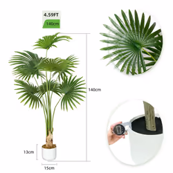 Artificial Fan Palm  with Plastic Planter and Moss - 140CM