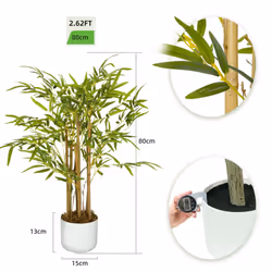 Artificial Bamboo Tree with Plastic Planter & Moss - 80CM