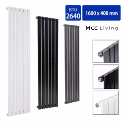 MCC Radiator Horizontal Vertical Designer Flat Panel Central Heating Radiator Heater - Grey, 1600x408 mm Single