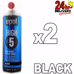 U-Pol HIGH5 1K Ready For Use BLACK High Build Paint Primer 450ml 2 Cans UPol