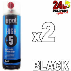 U-Pol HIGH5 1K Ready For Use BLACK High Build Paint Primer 450ml 2 Cans UPol