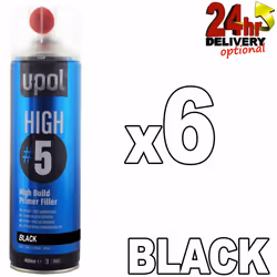 U-Pol HIGH5 1K Ready For Use BLACK High Build Paint Primer 450ml 6 Cans UPol