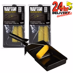 2 x U-POL Raptor 4" Roller & Paint Tray Mini Foam Roller Pack / Set