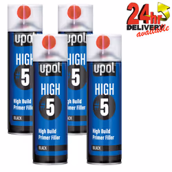 4 X U-Pol HIGH5 1K Ready For Use BLACK High Build Primer Paint 450ml UPOL