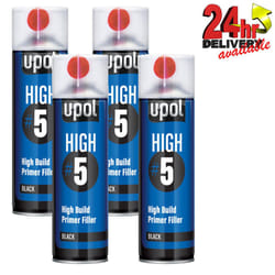 4 X U-Pol HIGH5 1K Ready For Use BLACK High Build Primer Paint 450ml UPOL